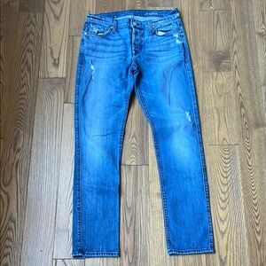 7 For All Mankind Blue Skinny Jeans with Natural Fading
